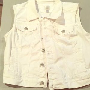 Lauren Conrad white sleeveless denim vest